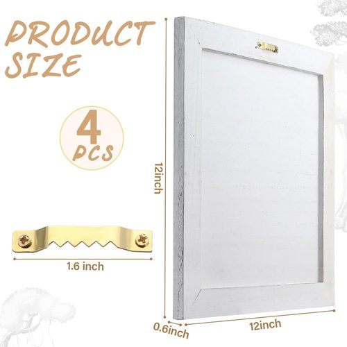 DoubleFill Wooden Signs - 4 Pcs Rustic Blank Plaques for Crafts | 12x12 Inch White Wood Canvas