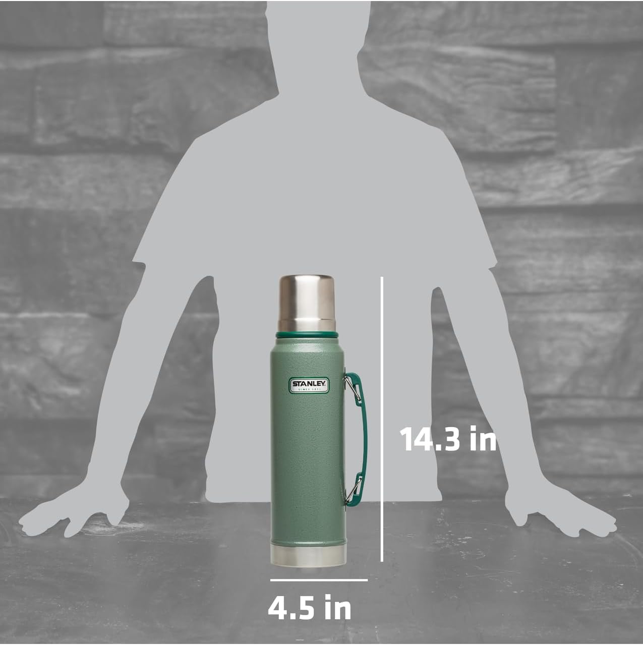 Stanley Heritage Classic Vacuum Bottle - 1.1 Qt Insulated Stainless Steel | Wide Mouth & Leakproof Cup Lid | Hammertone Green