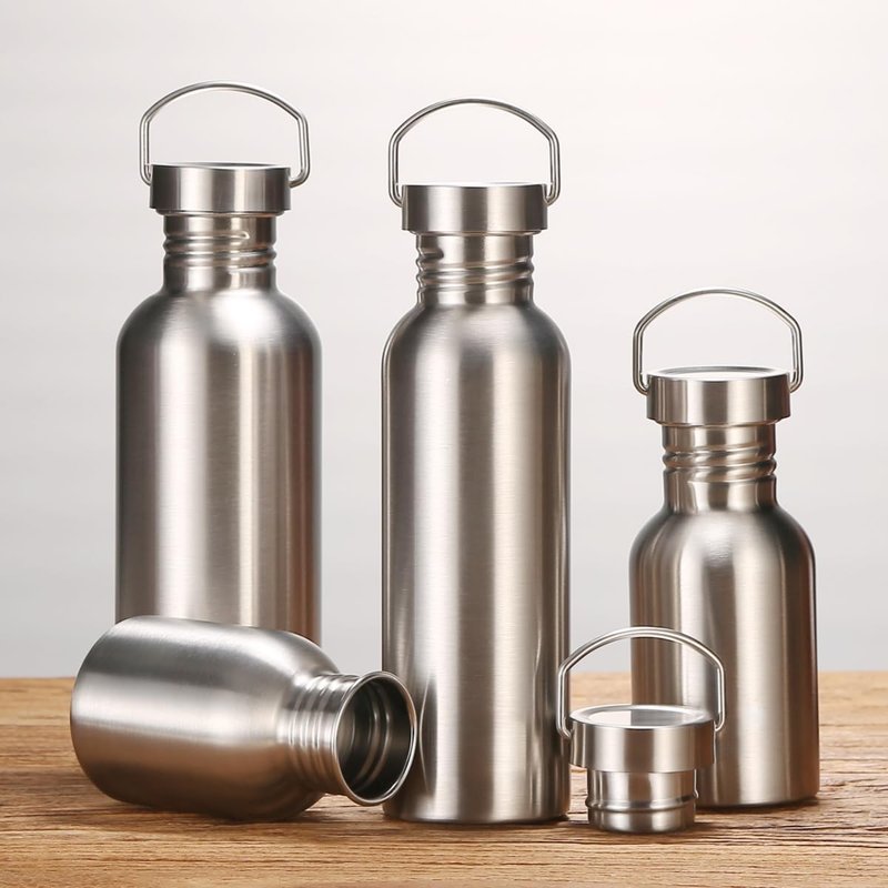 CDJ 34oz Single Walled Stainless Steel Leak Proof Sports Water Bottle 18/8(304) metal water bottle for Cyclists, Runners, Hikers, Beach Goers, Picnics, Camping - BPA Free