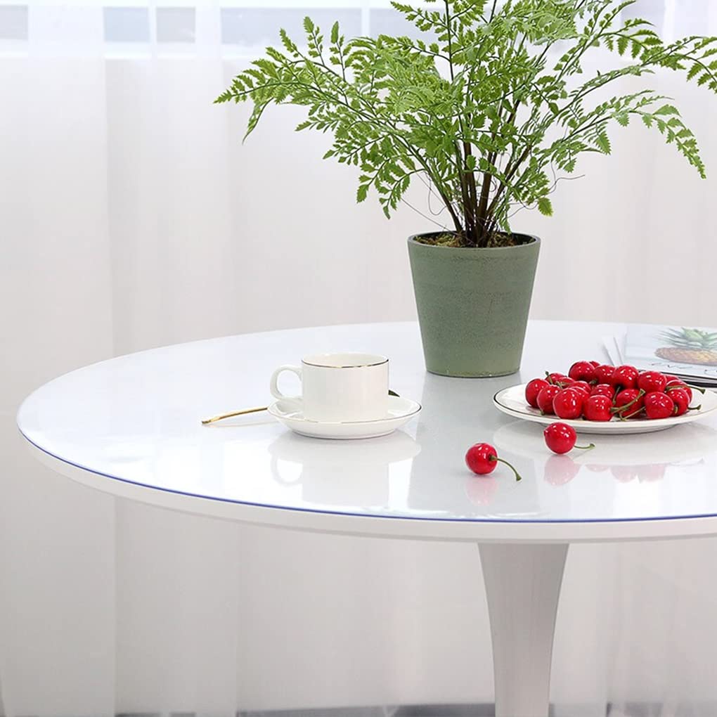 WingCanto 1.5mm Thick 24 Inch Round Clear PVC Table Runner Cover Protector Plastic Circle Table Pad Mat for Dining Room Table Coffee Table Bistro Bar Kitchen Coutertop Waterproof No Plastic Smell