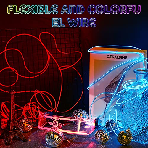 6-Pack 16.4ft Portable LED Neon EL Wire Kit, Battery Operated Rope Lights