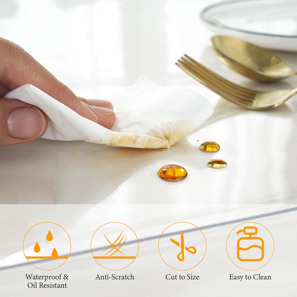 Deep Dream 1.5mm Clear Desk Cover Protector, 24×48 Inch Clear Desk Cover, Rectangular Vinyl Desk Pad, PVC Plastic Table Cover for Office, Dresser, Night Stand, Computer & Writing Desk Tabletop