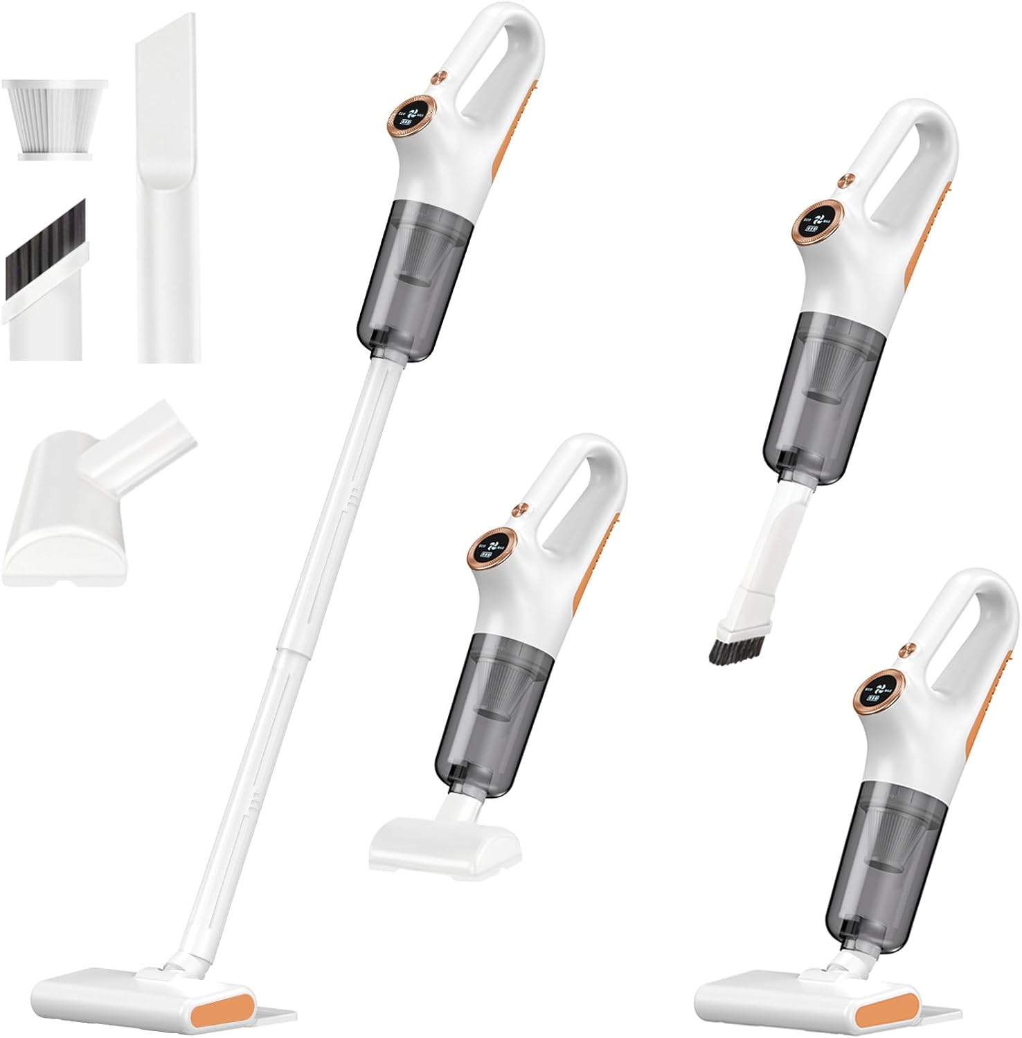 Skiennix Cordless Vacuum Cleaner - Powerful Suction with LED Display | Portable for Home & Pet Hair, White