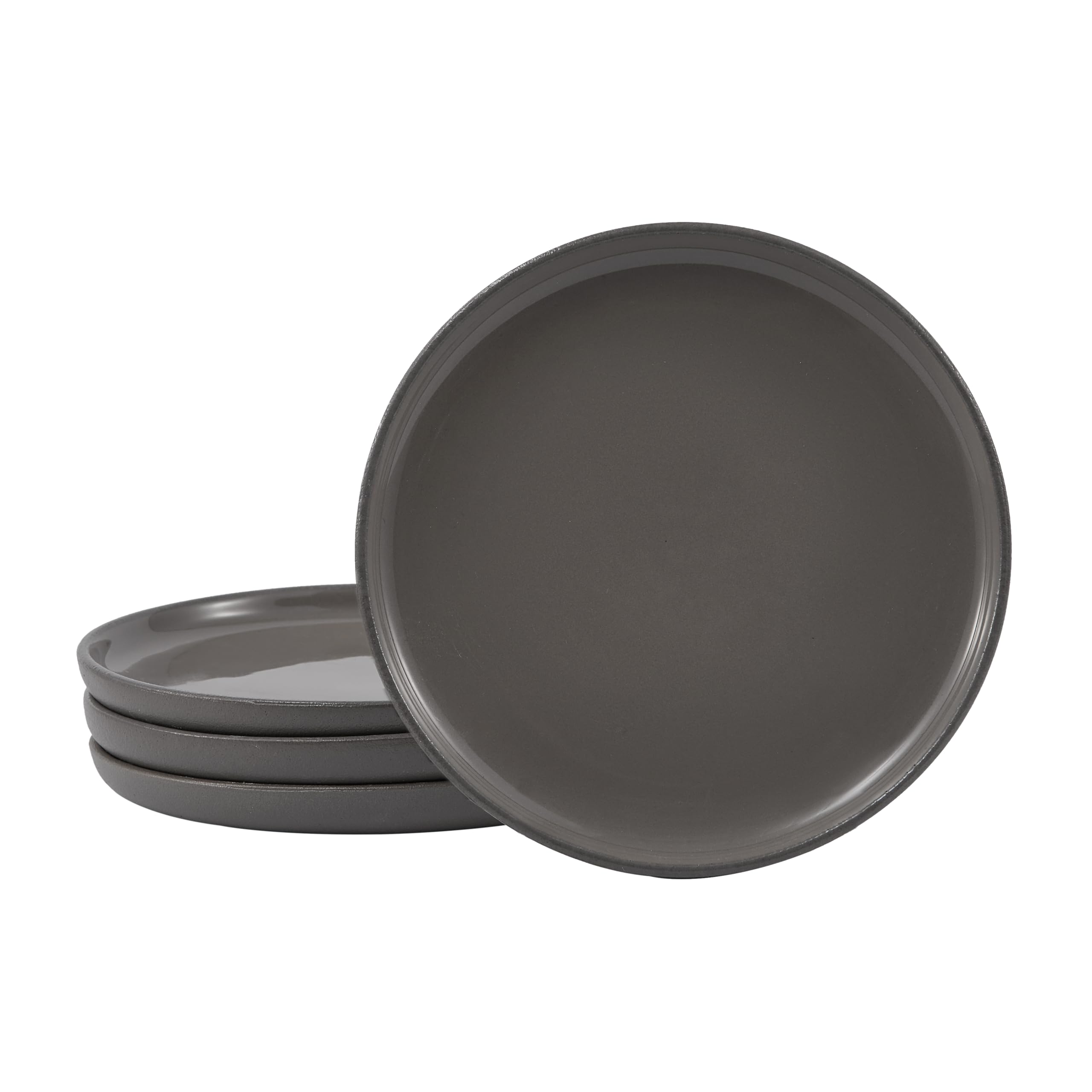 Bico Reactive Glaze Dark Grey 10 inch Stoneware Dinner Plates Set, Set of 4, Microwave and Dishwasher Safe, for Main Course, Steak, Pasta