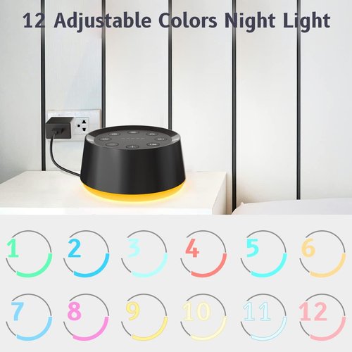 BrownNoise White Noise Machine - 30 Soothing Sounds for Sleep | 36 Volume Levels & Memory Function, Black