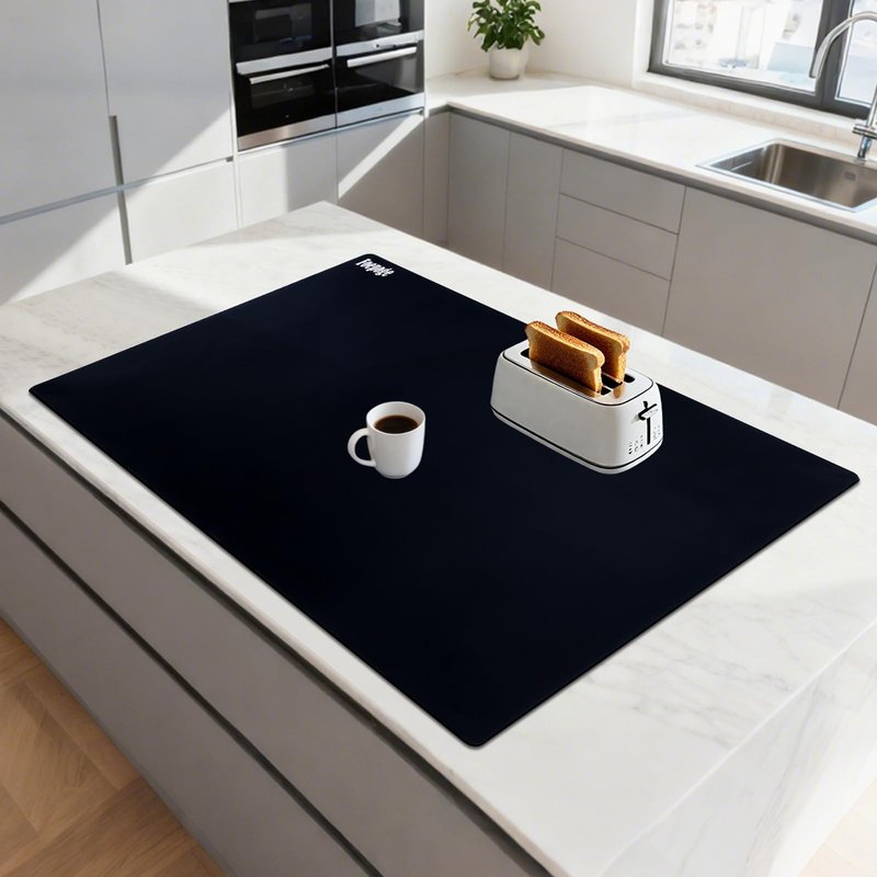 Extra Large Silicone Mat for Resin 36.2" x 24", 2MM Thick Silicone Craft Mat for Table, Multifunction Silicon Matt for Kitchen Countertop Protector Heat Resistant Placemat by Foepoge(Black)
