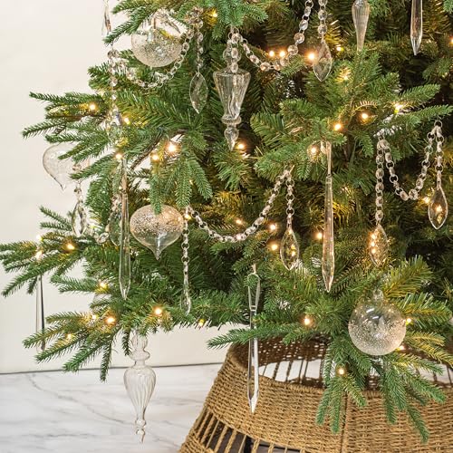 KI Store 6pcs Clear Glass Crystal Icicles for Christmas Tree Decorations Hanging Crystal Icicle Prism Pendants Ornaments