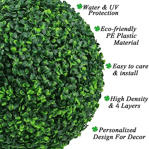 15.7-Inch Artificial Boxwood Topiary Ball - 2 Pack UV-Resistant Faux Plant