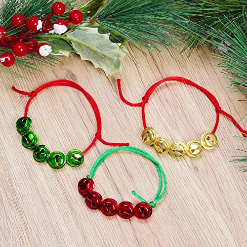 Christmas Jingle Bell Bracelets Set - Adjustable Metal Wrist Bands for Holiday Party