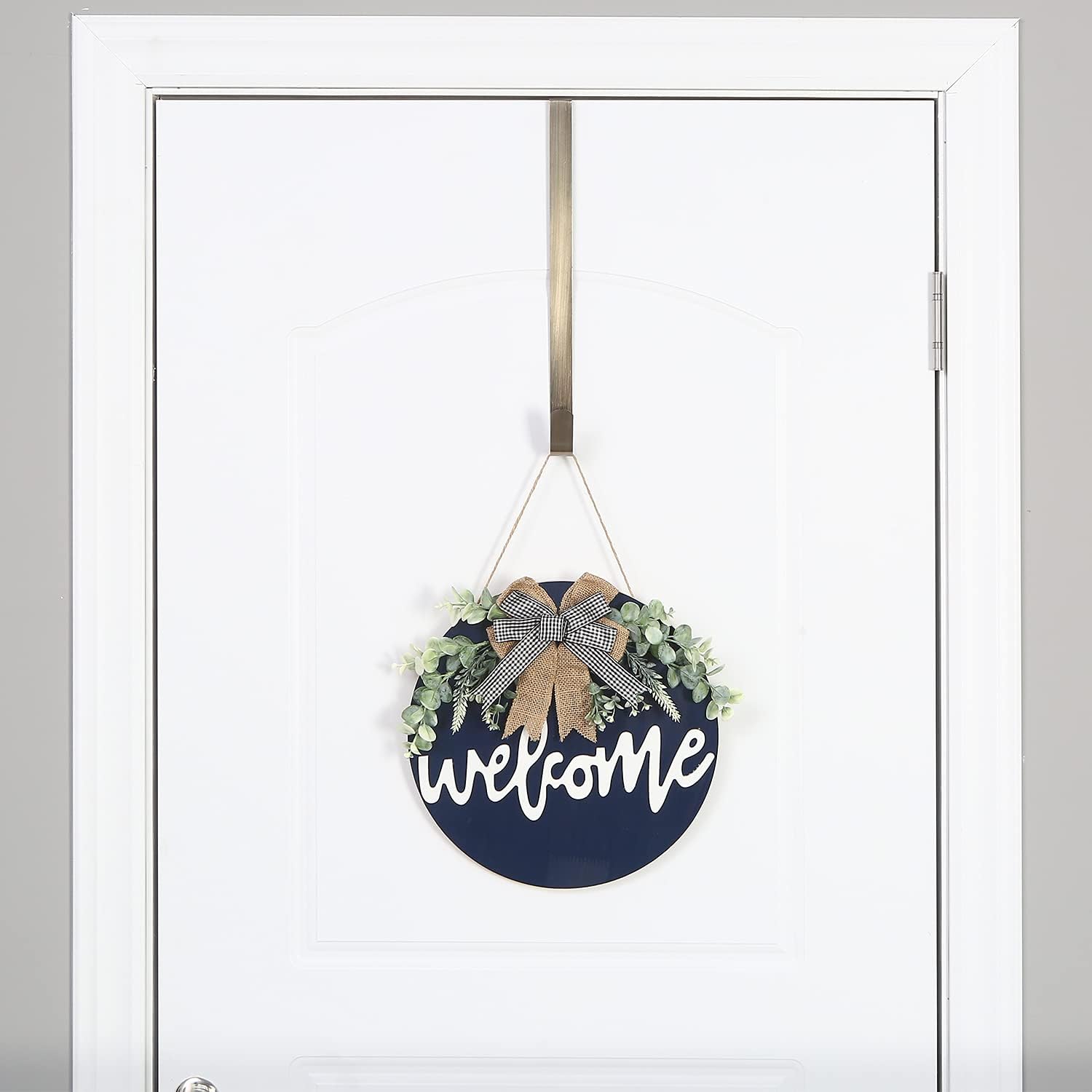 Sattiyrch 15" Wreath Hanger - Durable Steel Over The Door Hook in Elegant Bronze Finish