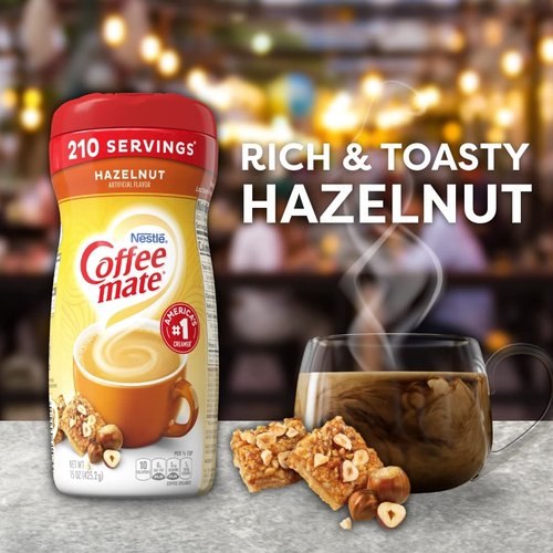 Coffee-Mate Hazelnut Powdered Coffee Creamer - Rich Flavor, 15-Ounce Packages | Pack of 6
