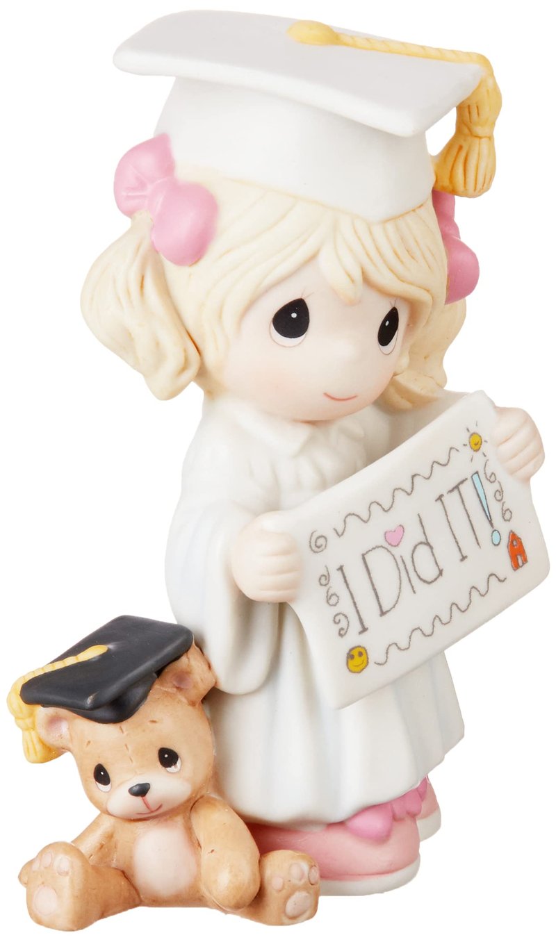 Precious Moments - Celebrating Graduate with Teddy Bear, Collectible Porcelain Figurine, Ideal Graduation Gift, 17314