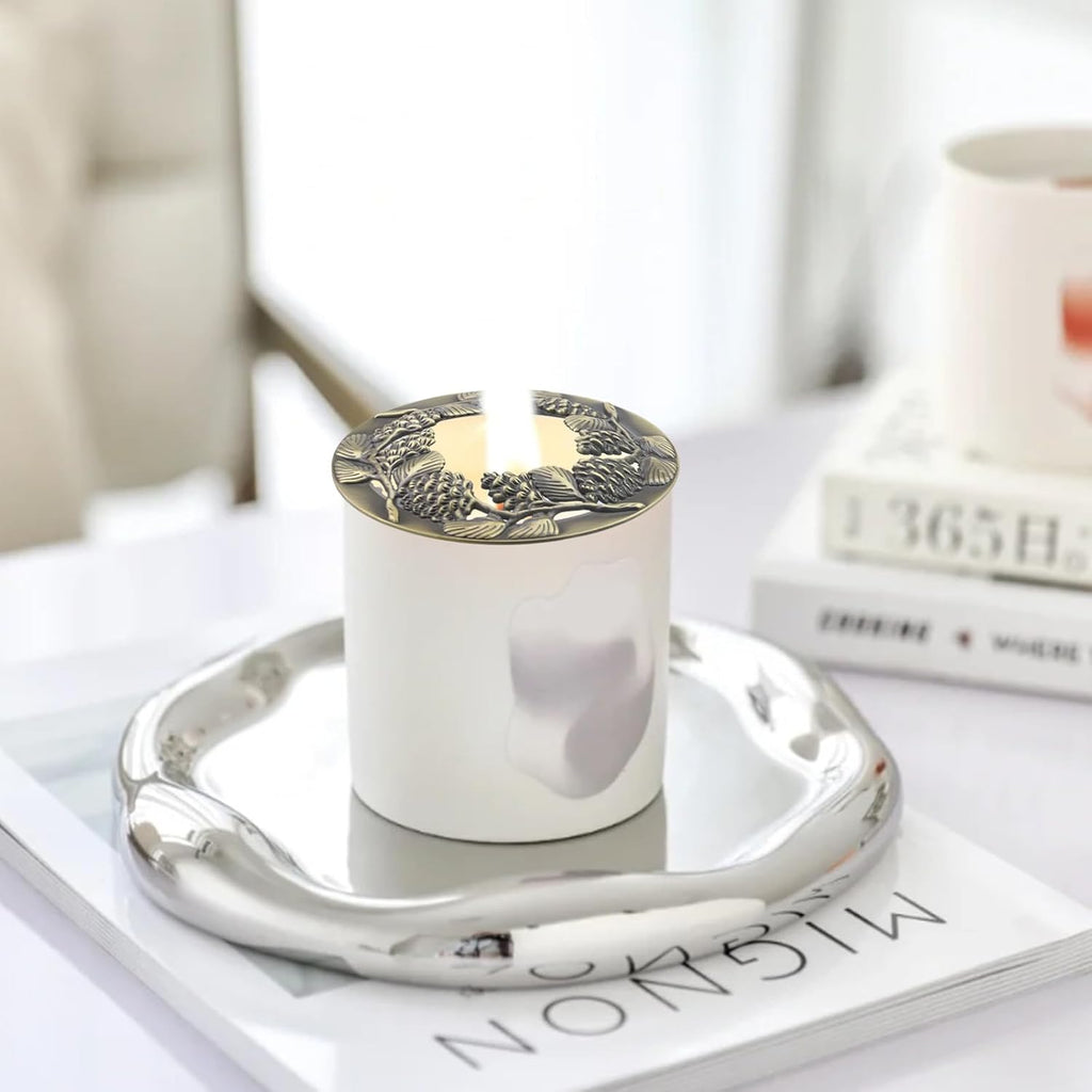 Skiennix Scented Candle Sleeves - Unique Retro Design in Bronze Pinecone | 2-Piece Set for Office & Wedding Decor