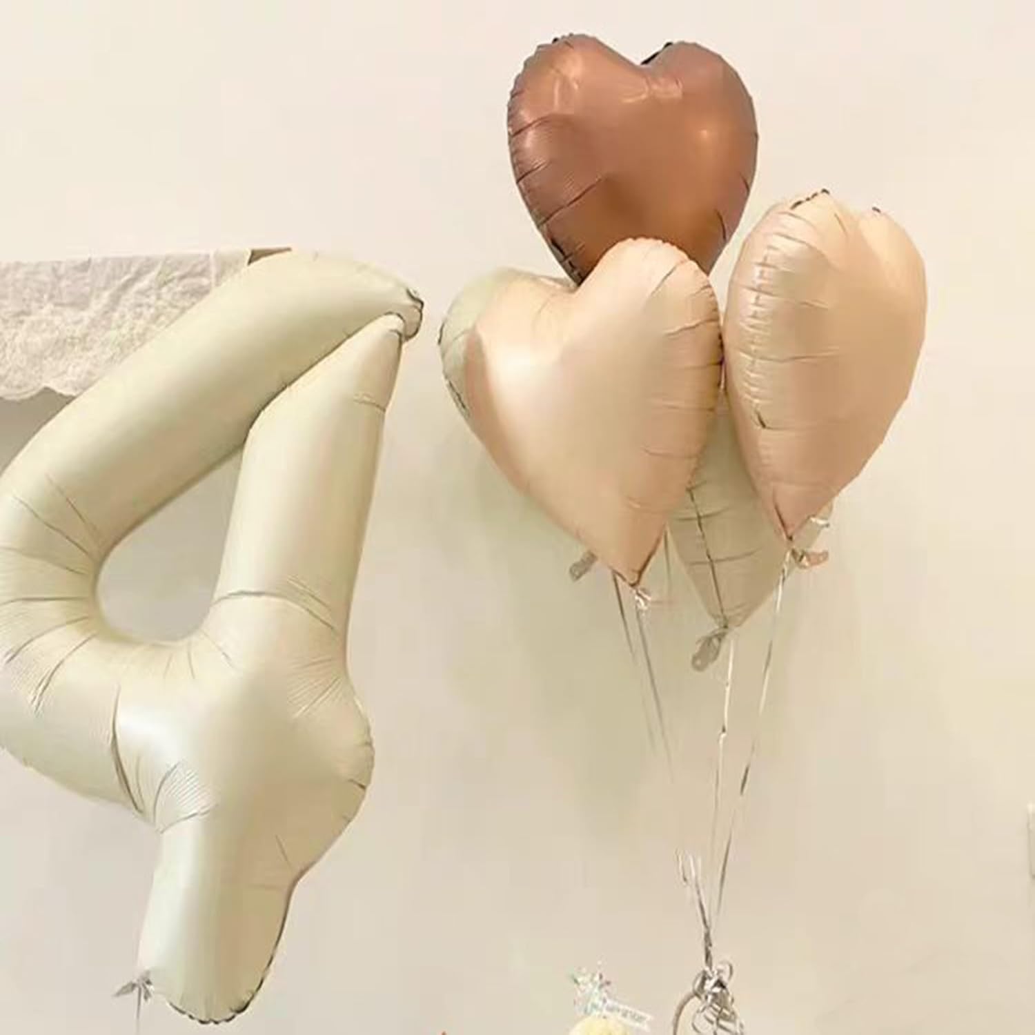Skiennix 40-Inch Cream White Number Balloons | Foil Mylar 0-9 for Birthdays & Anniversaries
