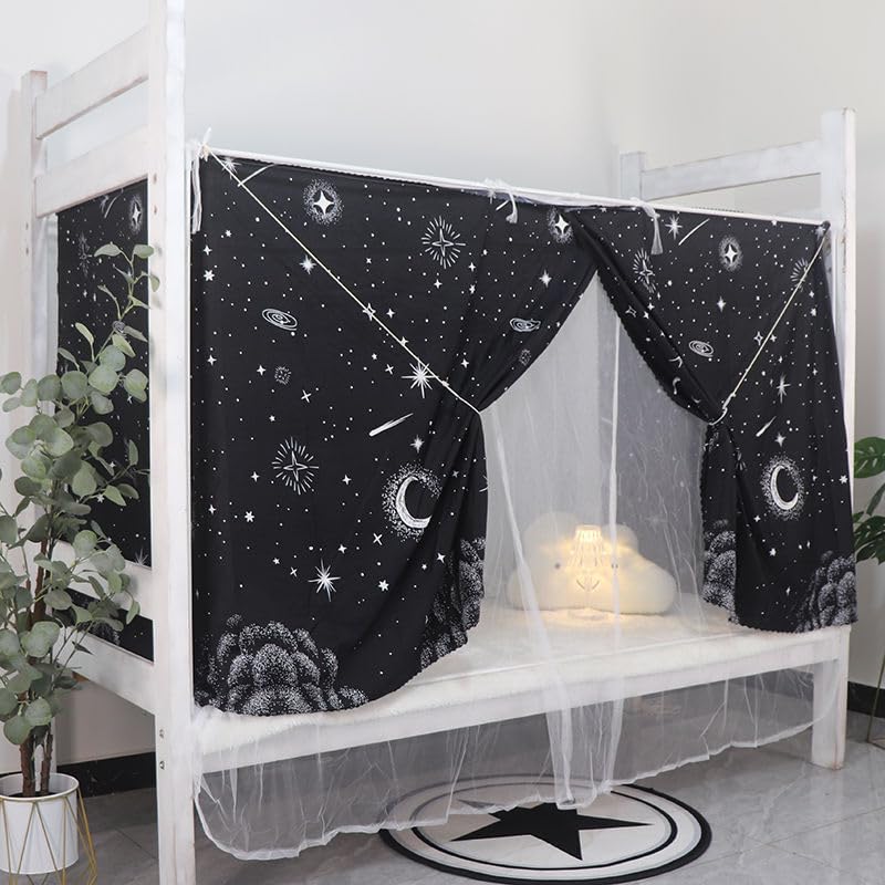 Dorm Bunk Bed Privacy Curtains - Breathable Single Bed Shading Drapes, 2 Panels