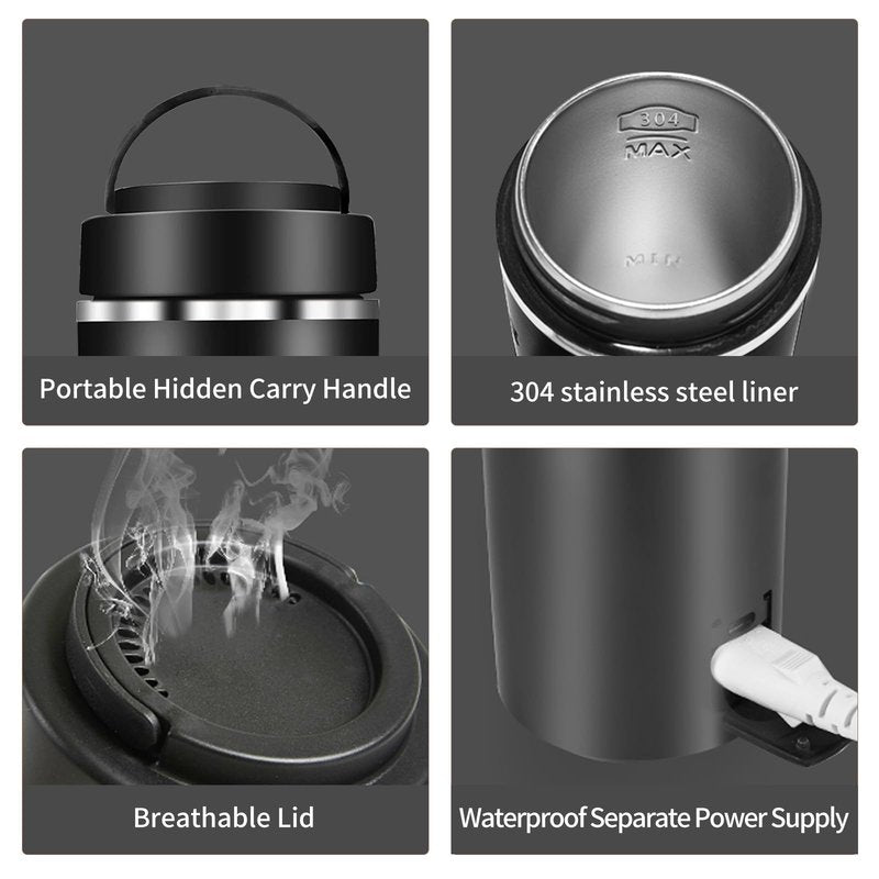 Travel Kettle, Portable Electric Kettle with 4 Temperature Controls, 304 Stainless Steel with Auto Shut-off, Black(120V)
