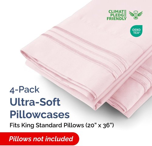 King Standard Pillow Cases - Soft Hotel Quality Covers for Comfy Bedding | Set of 4 in Lavender Pink