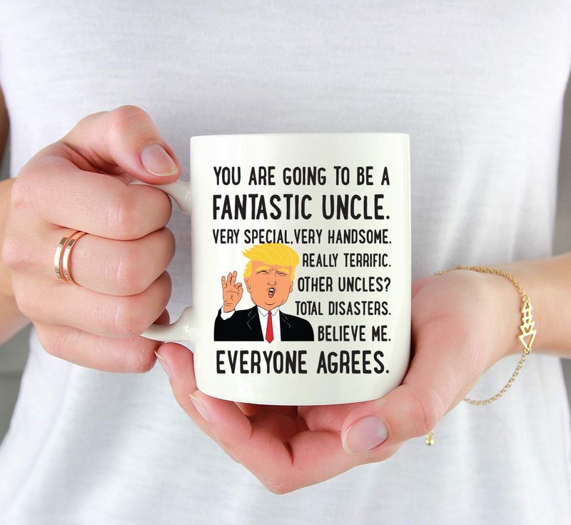 Andaz Press Baby Birth Announcement Trump 11oz. Coffee Mug Gift, You're Going To Be A Fantastic Uncle, 1-Pack, Funny President Trump Novelty Baby Pregnancy Reveal Cup Uncle Pregnancy Announcement