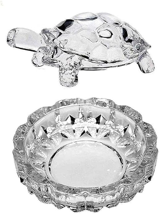 Crystal Glass Turtle Decorative Plate for Feng Shui and Vastu