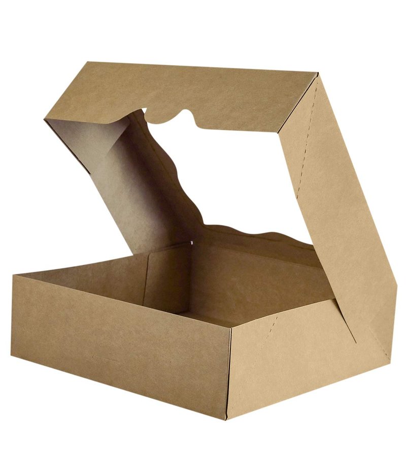 CHERRY 25-PACK 10"x10"x3"Brown Bakery Boxes with PVC Window for Pie and Cookies Boxes Large Natural Kraft Paper Box 10x10x3inch