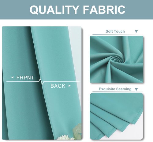 ChrisDowa Small Window Curtains - Grommet Thermal Insulated Room Darkening Panels, Aqua, 34 x 36 Inch