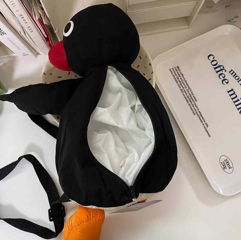 sunaeset plush penguin backpack for girls, kawaii mini stuffed animal backpack purse, novelty funny fuzzy backpacks adult, penguin gifts cute stuff