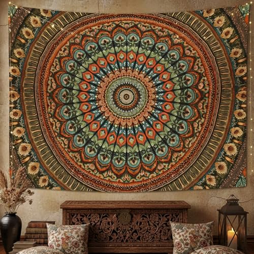 Boho Mandala Tapestry Wall Hanging - Floral Bohemian Decor for Bedroom & Dorm