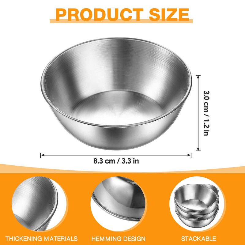 Mimorou 30 Pack 3.3 Inch Stainless Steel Sauce Dishes Bulk Small Stainless Steel Bowl Dipping Soy Sauce Bowls Silver Round Seasoning Sushi Appetizer Dishes for Kitchen Party Supplies