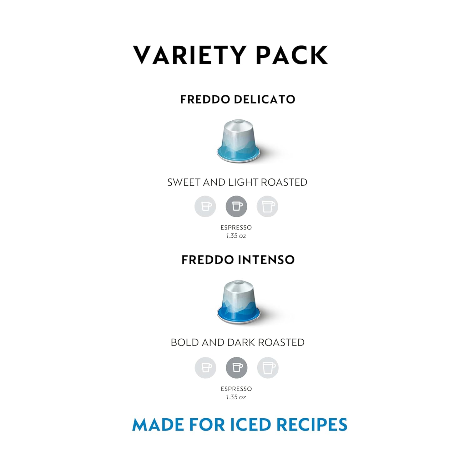 Nespresso Iced Coffee Variety Pack - 40-Count Original Line Espresso Pods for Refreshing Brews
