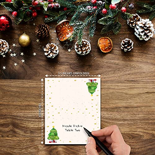 Christmas Table Place Cards, Xmas Blank Seating Card for Table, 25