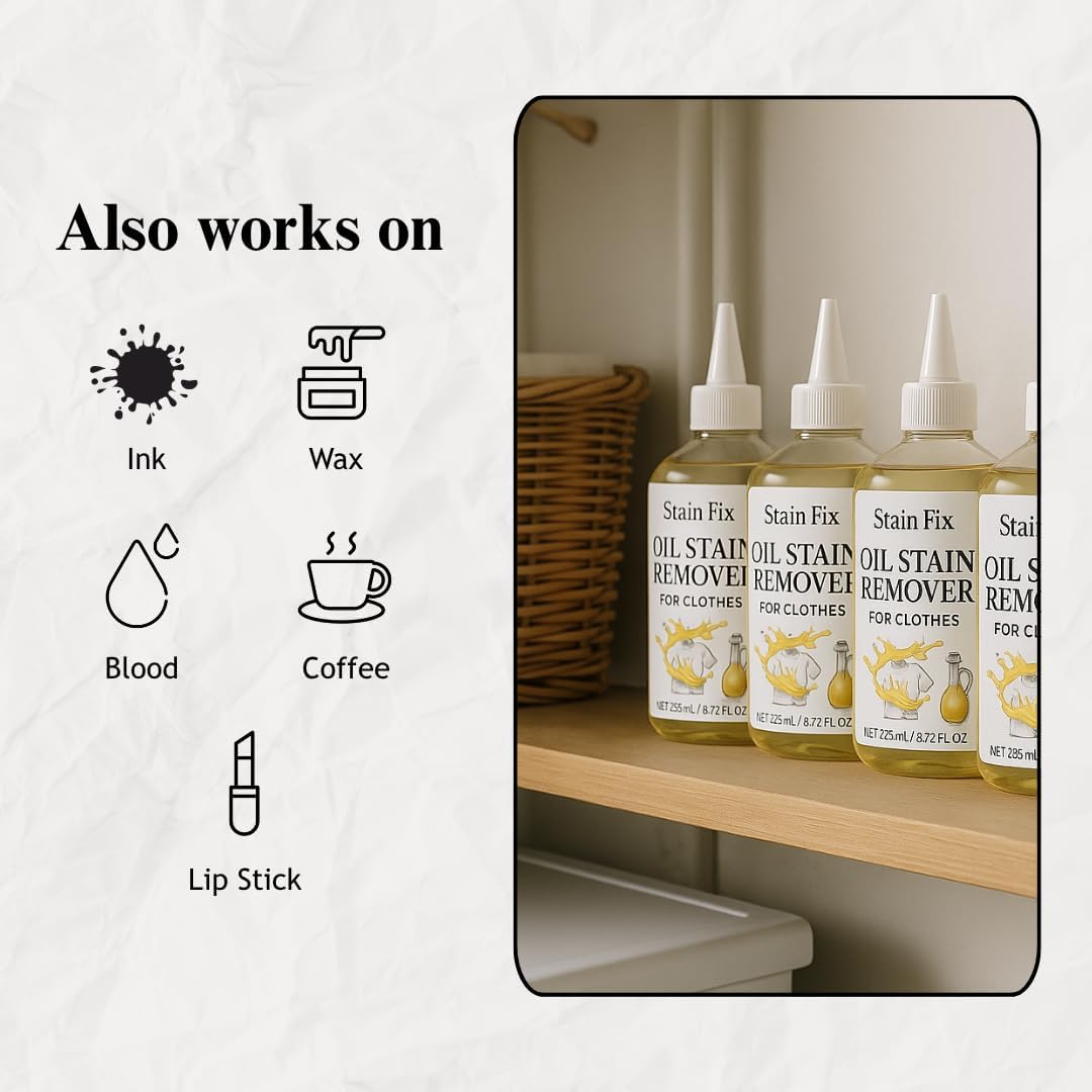 Oil Stain Remover by [Brand Name] | Effective Fabric Cleaner for Cooking & Engine Stains - 8.72oz