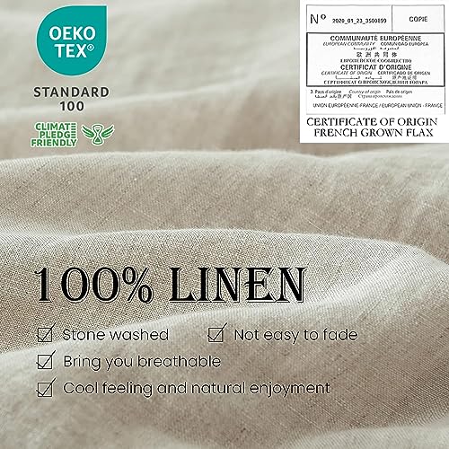 100% French Washed Linen Duvet Cover Set - 3 Piece King Farmhouse Bedding