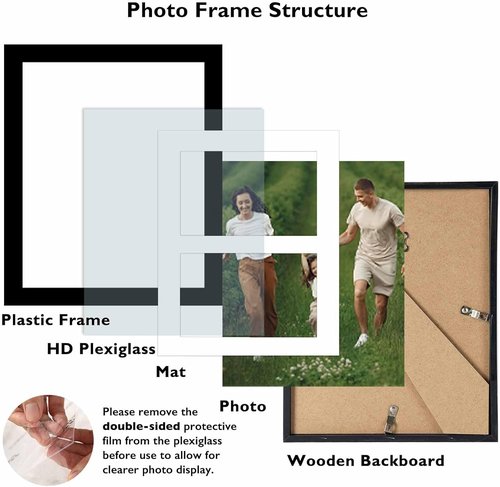JCJMY 8x10 Picture Frame - Stylish Black Collage Frame for 2 Photos | Wall Hanging or Tabletop Display