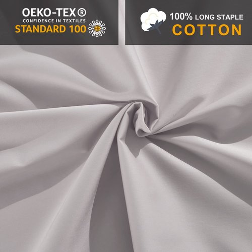 MILDLY Deep Pocket Fitted Sheet Only King Size 76"x80" 100% Long Staple Cotton Light Grey Pink Breathable Bottom Sheet Fits Up to 14" Deep Mattress