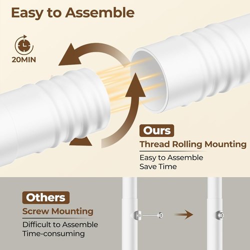 HYSEYY Rolling Clothes Rack - Sturdy Double Rod Portable Wardrobe for Bedroom & Laundry | White