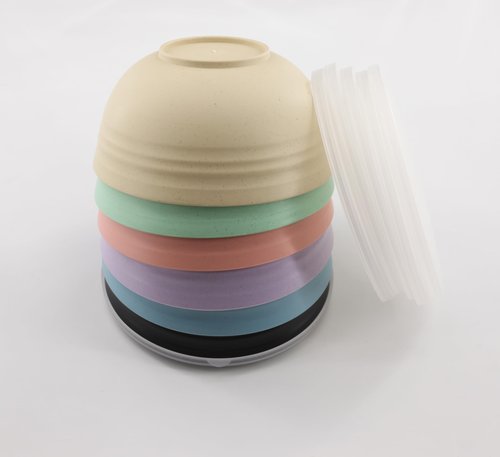 falichchch Wheat Straw Bowls with Lids BPA Free, Microwave & Dishwasher Safe (6)