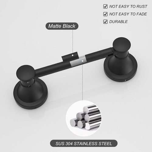 BESy Wall Mounted Toilet Paper Holder - Rustproof Design with Flexible Pivoting Handle | Matte Black Stainless Steel
