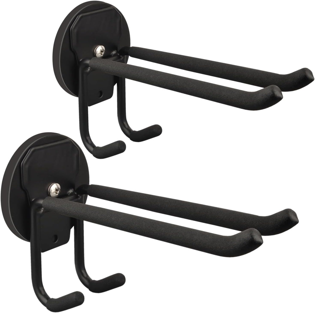 ULIBERMAGNET Heavy Duty Double Layer Magnetic Hooks - Ideal Storage Solution for Garden Tools & Power Tools | 2 Pack, 3.46 Inch