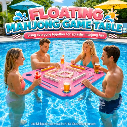 31.5-Inch Floating Mahjong and Card Game Table for Pool and Hot Tub