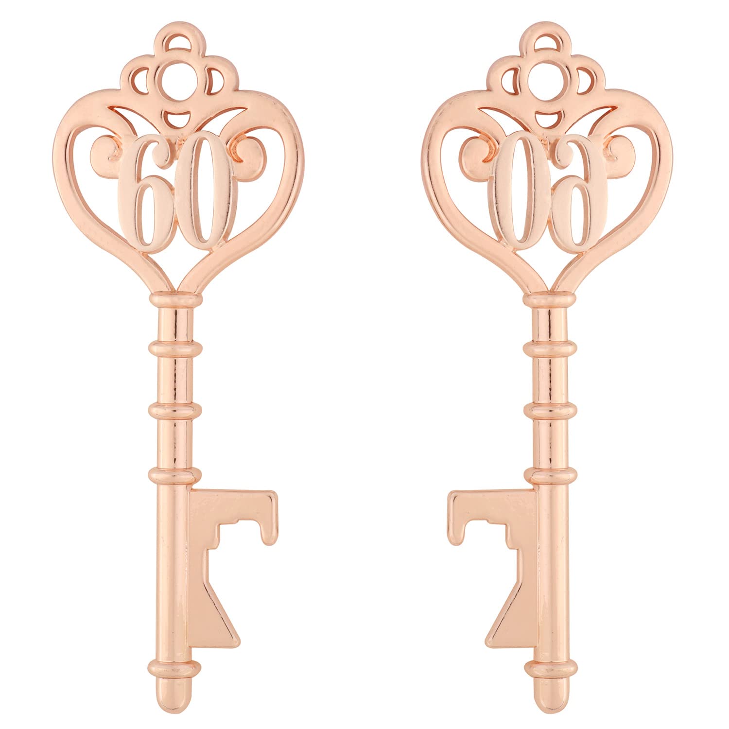 25 Pack 60th Birthday Party Favors 60 Shaped Key Bottle Openers for Birthday 60th Birthday Gifts Souvenirs for Guest,60th Birthday Party Decorations (25, Gold 60th)