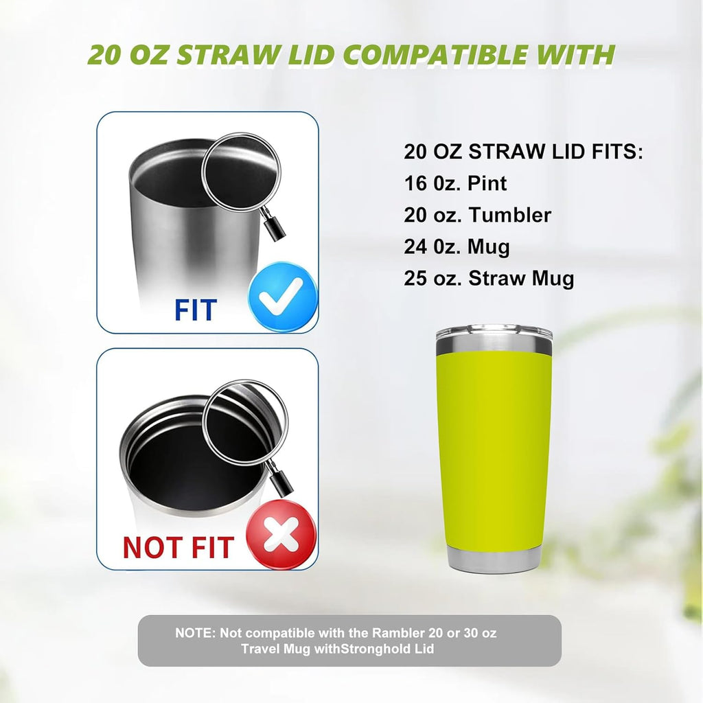 YETI 20 oz Tumbler Replacement Straw Lids - BPA-Free, Shatter-Proof, 2 Pack for Pint & Travel Mugs