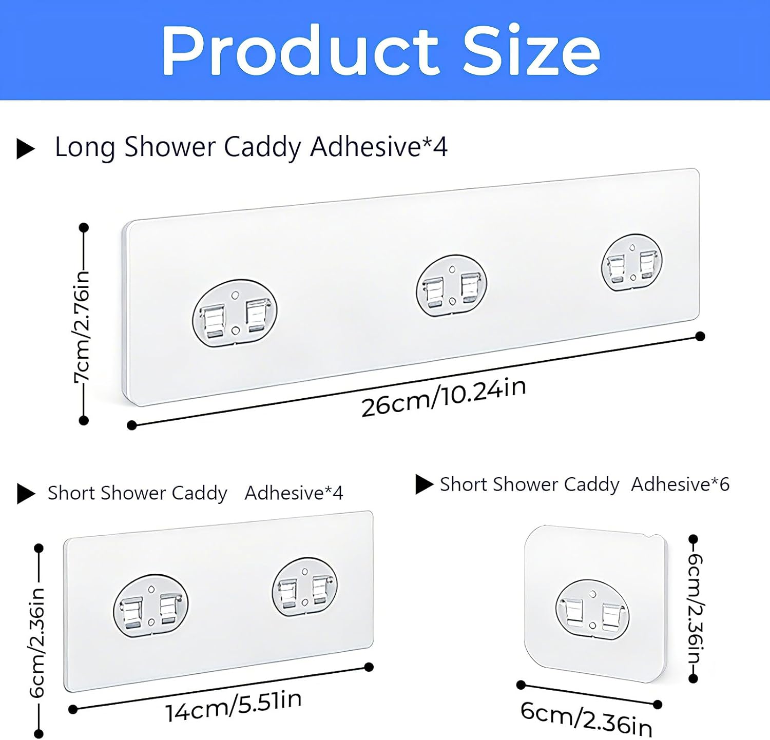 Shower Caddy Adhesive Hooks by [Brand Name] - Strong Waterproof Strips for No-Drill Bathroom & Kitchen | Transparent - 14 Pack