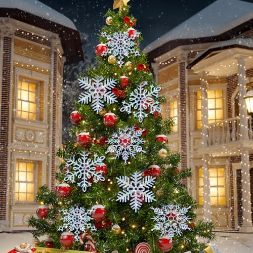 Sumind Iridescent 8-Pack Large Snowflake Ornaments, 12” Rainbow Christmas Decorations