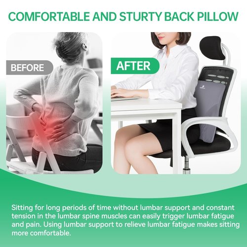 FAIZJUNBEN Lumbar Support Pillow, Memory Foam Cushion, Improve Posture and Relieve Low Back Pain, Lumbar Support for car Seats, Gaming Chairs, Office Chairs, wheelchairs