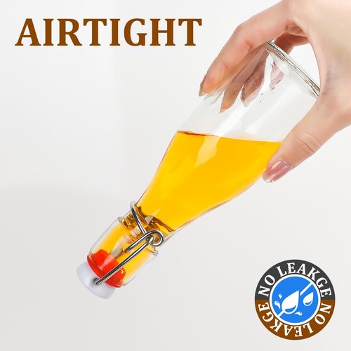 Cehomi Swing Top Glass Bottles 5 oz with Flip Airtight Lids, Glass Brewing Bottles with Rubber Seal Stopper Caps for Kombucha, Beverages, Oil, Vinegar, Water, Juice [10 Pack]