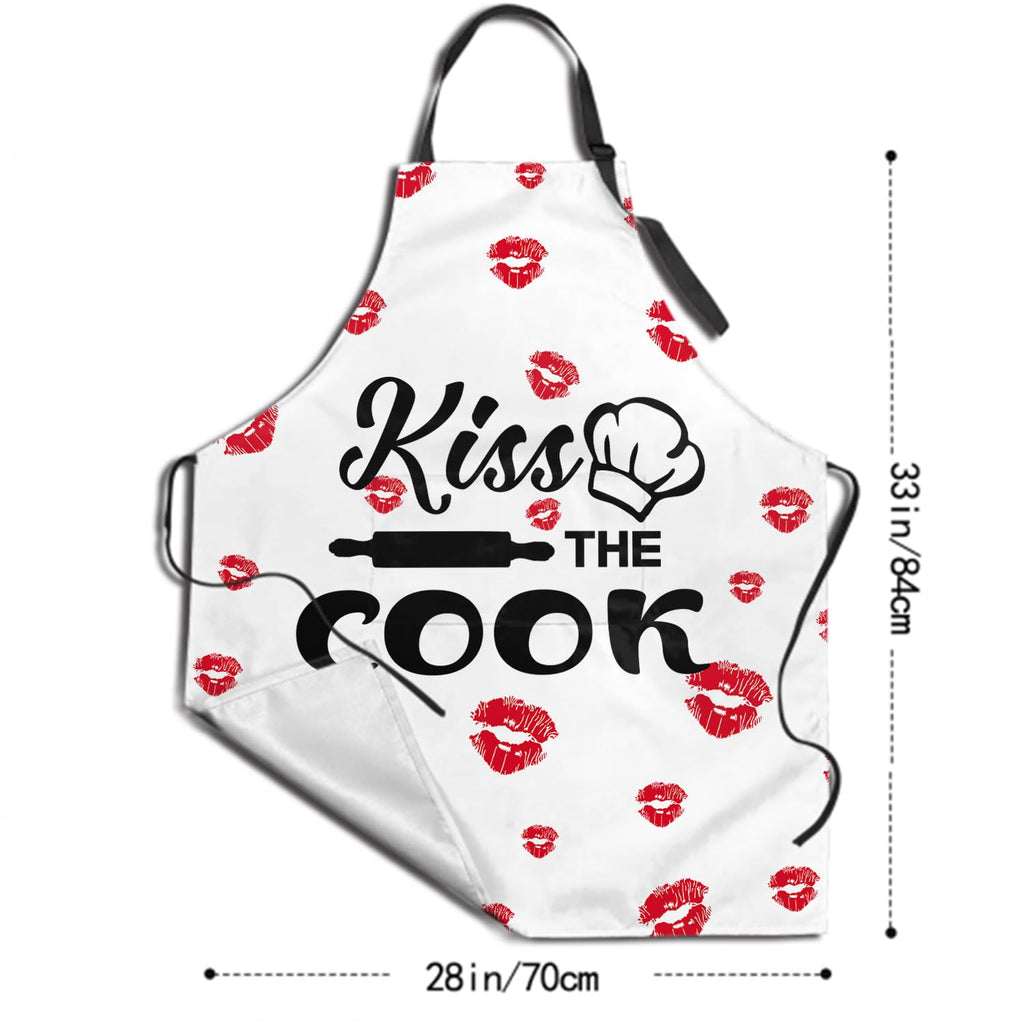 Imiss Kiss The Cook Kitchen Cooking Baking Apron - Funny Apron for Women Men，for Valentine's Day Gift Chef Home Grilling Baking