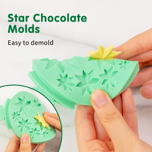 KALAIEN Star Molds Silicone,3 Pcs Star Chocolate Mold for Candy Baking Molds DIY Resin Mold