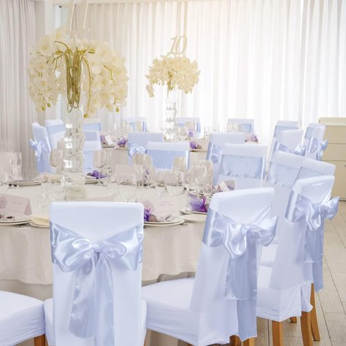 Babenest Satin Chair Sashes - Upgraded 30 Pcs Chair Ribbons & Bows for Weddings & Events | White