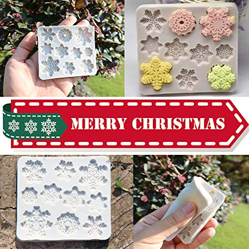 CNYMANY 2-Pack 20-Cavity Snowflake Fondant Molds - Silicone Cake Decorating Tools