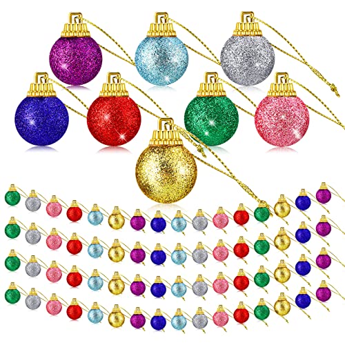 Sumind 48-Pack 0.8 Inch Glitter Christmas Mini Balls Ornaments - 8 Colors